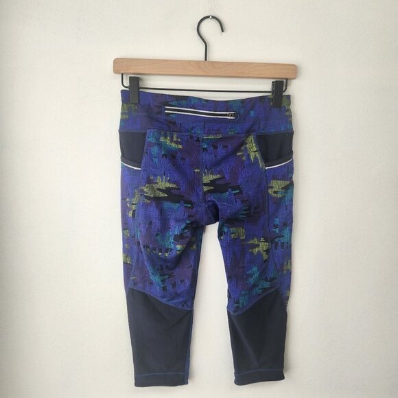Athleta Dobby Be Free Knicker Blue Cropped Pants Leggings Tights Women's XS - Picture 2 of 10
